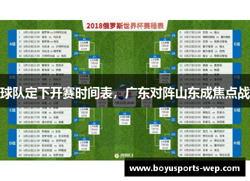 球队定下开赛时间表，广东对阵山东成焦点战